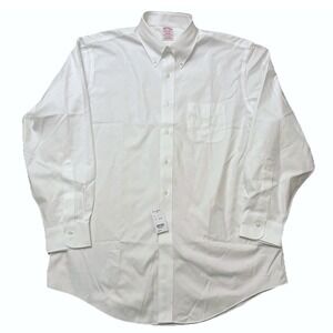 Brooks Brothers Madison Button Down Dress Shirt Men M 16.5-34 White 100% Cotton